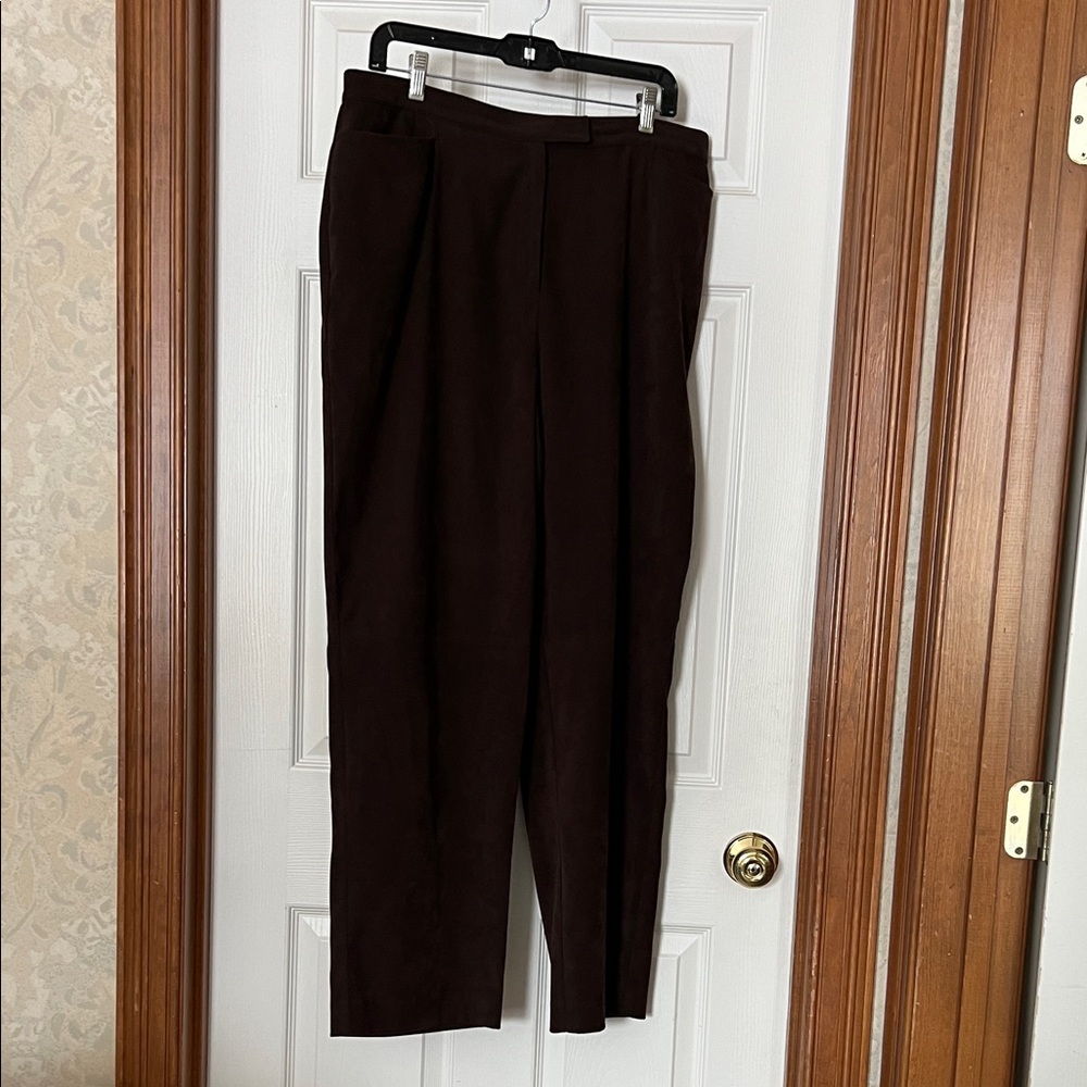 Norton McNaughton Dark Brown Women’s Faux Suede Dress Pants Size 16